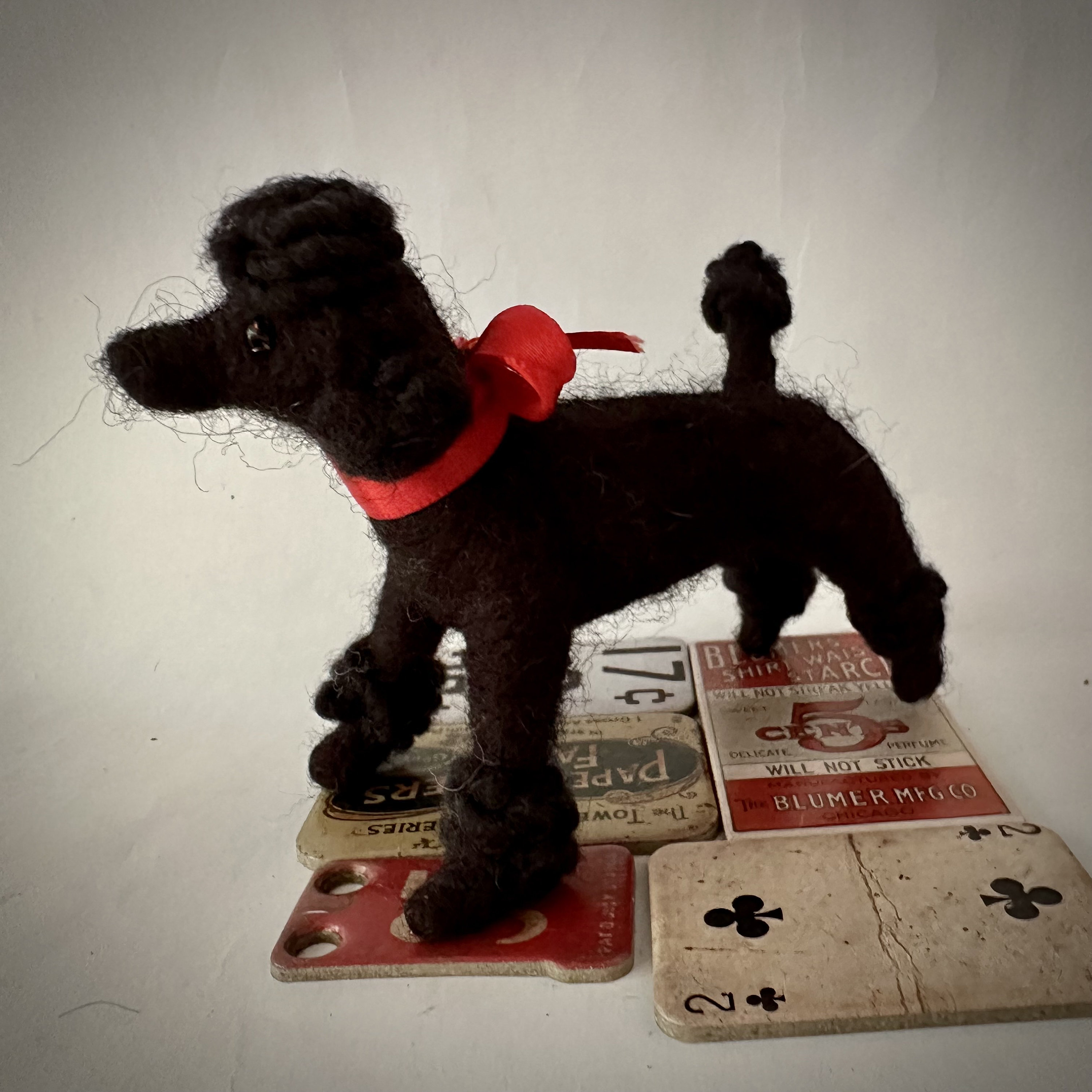 Needle Felted Black Poodle Puppy