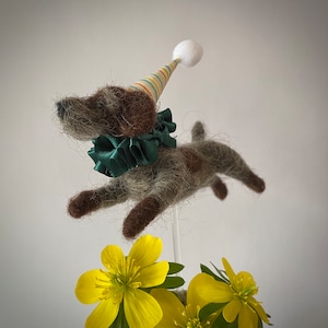 Cake Topper - Flying Felted German Wire Hair Pointer Dog