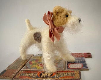 Needle Felted Wire Hair Fox Terrier Puppy