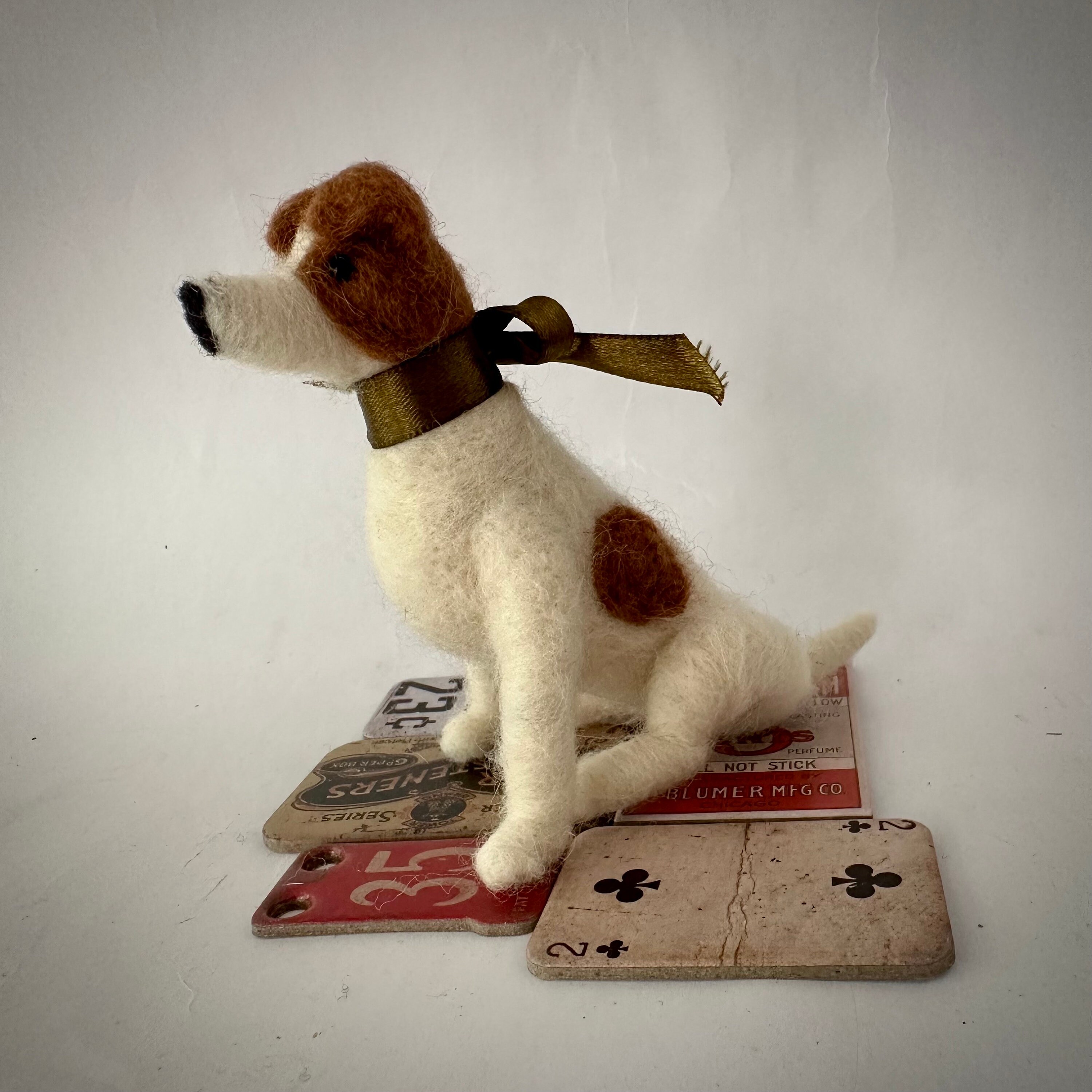 Needle Felted Sitting Russell Terrier Puppy