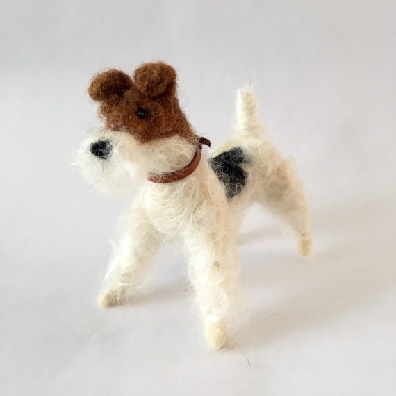Needle Felted Wite Hair Fox Terrier Dog Etsy