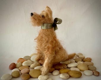 Needle Felted Irish Terrier Dog Sitting