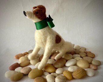 Needle Felted Jack Russell Dog, Sitting