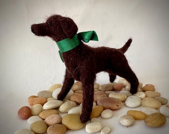 Needle Felted Chocolate Brown Labrador Retriever Puppy