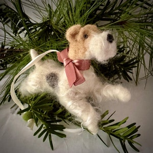 Ornament - Needle Felted Wire Haired Fox Terrier, Light