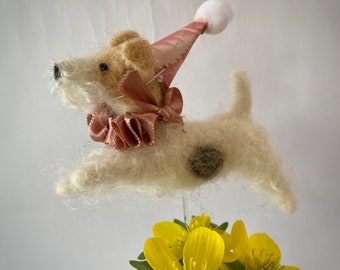 Cake Topper - Flying Wire Fox Terrier Dog