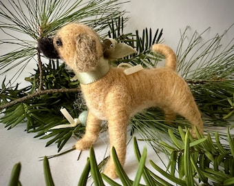 Ornament - Needle Felted Tan Puggle Dog