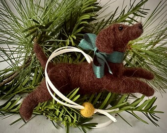 Ornament - Needle Felted Brown Labrador Retriever Dog