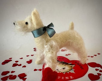 Valentine Needle Felted White Terrier Puppy