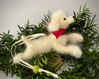 Ornament - Needle Felted White PoodleDog