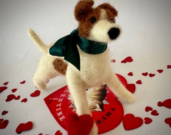 Valentine Needle Felted Jack Russell Terrier Puppy