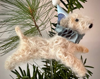 Cake Topper - Felted Flying Wheaten Terrier