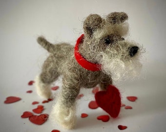 Valentine Needle Felted Grey Schnauzer Puppy