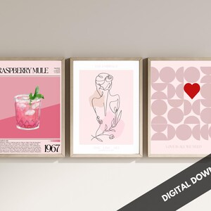 Conjunto de descarga de 3 piezas de póster rosa
