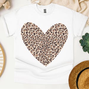 Comfort Colors® Leopard Heart Shirt, Valentine Heart T-Shirt, Cute Valentine Day Shirt, Animal Print Shirt, Heart Valentine Shirt