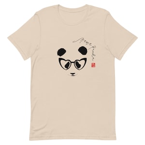 Panda T Shirt Mama Panda Bear Shirt Panda Face Panda Family Shirts Handgeschreven Japanse kalligrafie minimale Panda Tee
