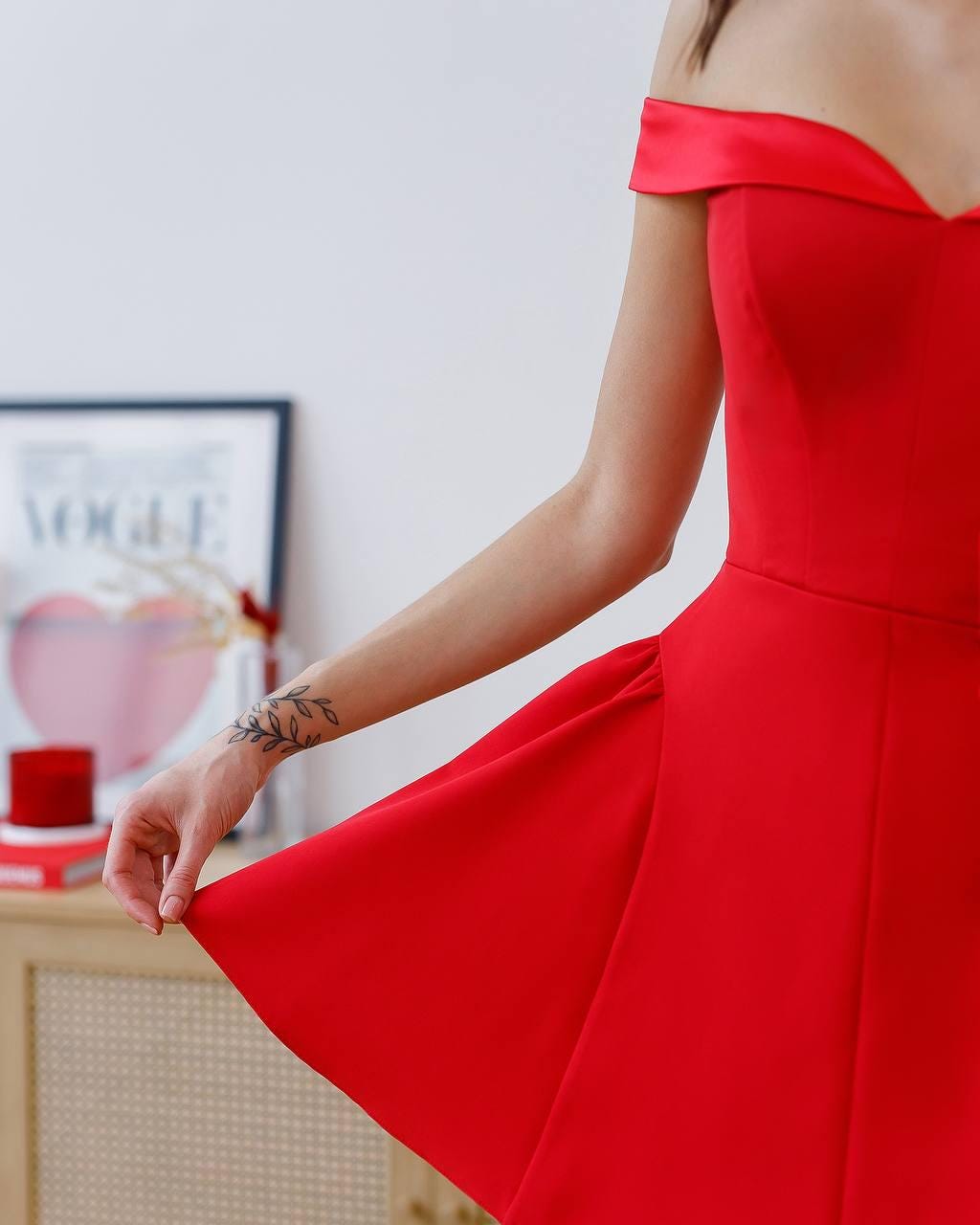red crepe mini dress Karen Millen Tall Chain Print Crepe Mini Dress in Red