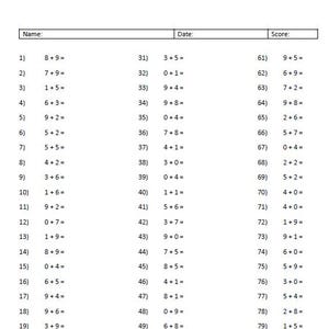Printable Single-Digit Addition Worksheets | Math Practice for Kids | Instant Download