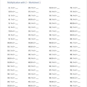 Multiplication Practice Worksheets (2-12) | 5 Worksheets for Each Number  Instant Download