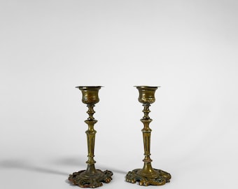 Vintage Brass Candlestick Set | Ornate Mantel Decor