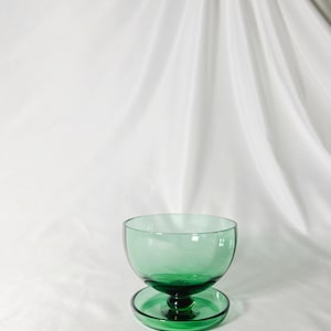 Vintage Glass Footed Sundae Dish (Green)