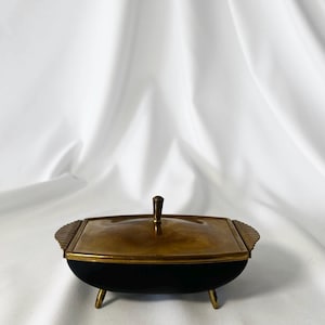 Vintage Messing Schmuckbox mit Fuß: Mid-Century Frisiertisch Dekor