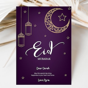 Digital Eid Mubarak cards bundle, Eid Card, Islamic Gifts,  Personalized Eid Card, Eid Celebrations, Digital Eid card templates for Printing