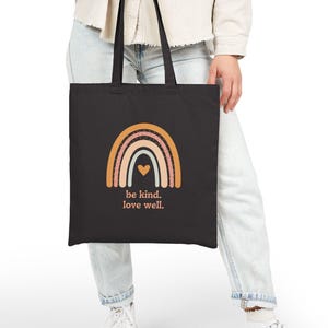 Be Kind Love Well Cotton Tote Bag: Minimalist Reusable Market Bag