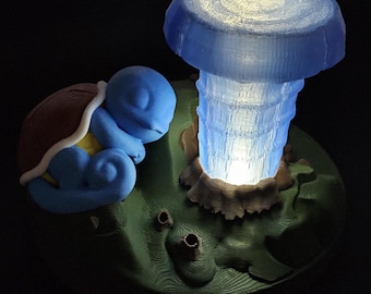 Sleeping Squirtle by a geyser/fire night light