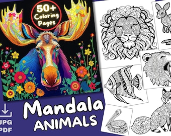 Mandala Animals Coloring Book: 50+ Relaxing Pages (PDF Pattern)