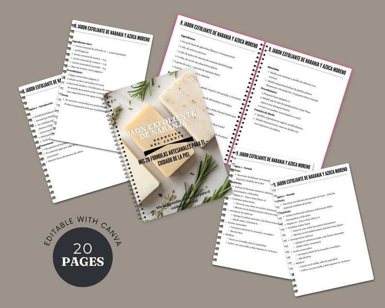 Soap Recipe Book Template | Editable & Printable Planner | 20 Natural ...