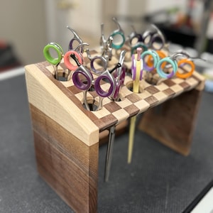 Scherenhalter Handgefertigt aus Walnuss & Ahorn Grooming Salon Barber Shop Organisation