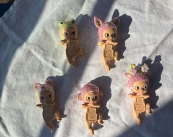 Sonny Angel Hipper Keychain Authentic Handmade Bag Charm Bedazzled Animal Flower cherry blossom Series Trinkets Kawaii Figurine Keyring