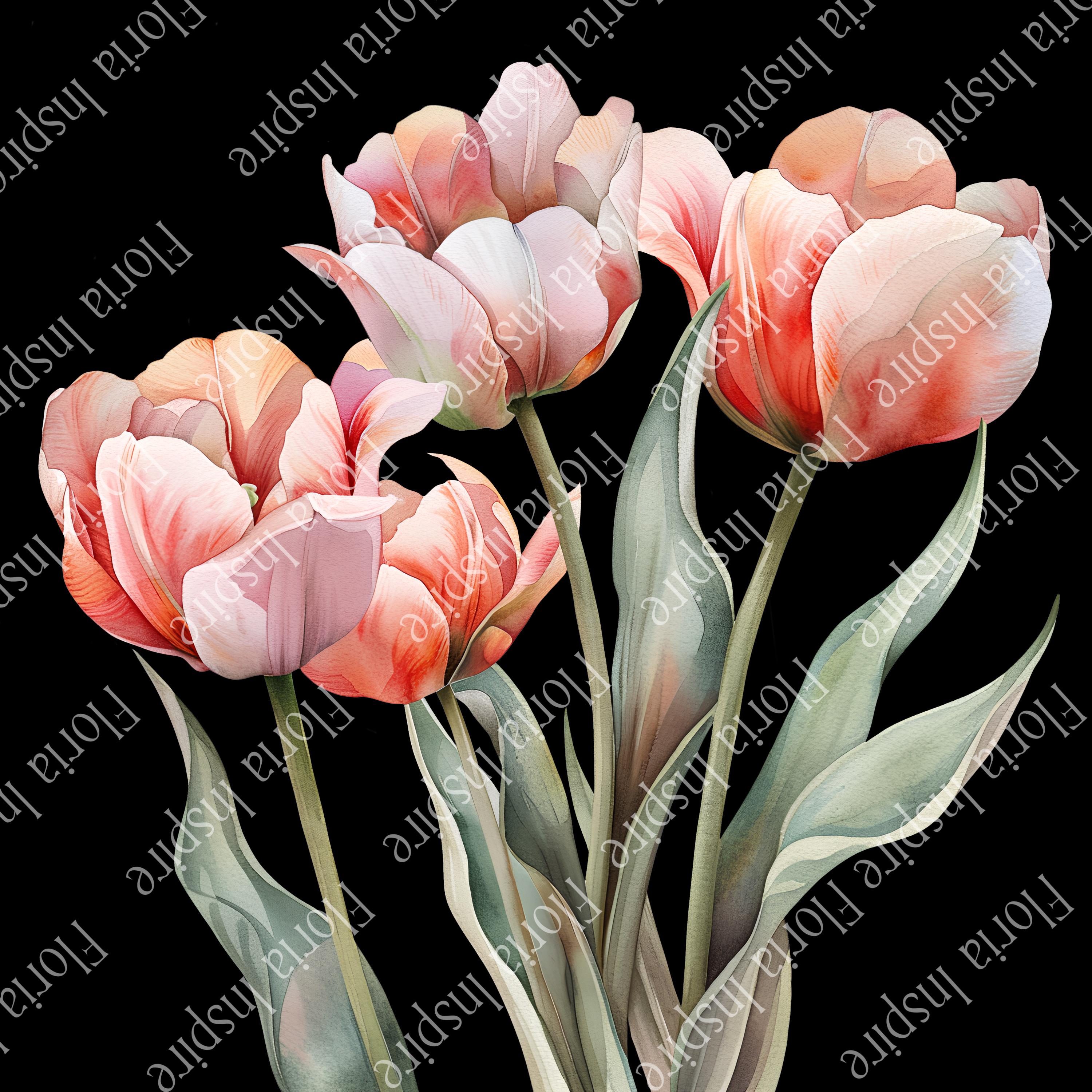 Elegant Watercolor Tulip Clipart Set: Spring Floral Bouquets for ...