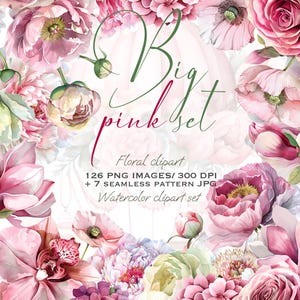 Clipart Floral em Aquarela: 126 Flores PNG e 7 Padrões Perfeitos para Casamentos e Branding