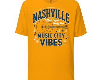 Camiseta con ambiente musical de Nashville: camiseta con gráfico de guitarra retro / Camiseta de música country estilo Tennessee