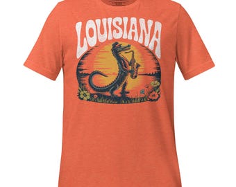 Louisiana Sunset Gator T-Shirt | Vintage Swamp Music Tee