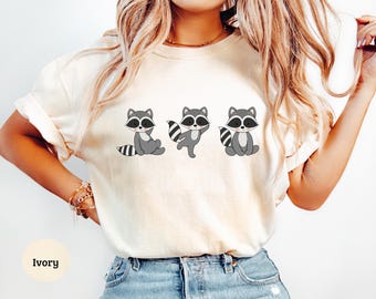 Cute Raccoon Shirt, Comfort Colors, Funny Raccoon Shirt, Three Raccoons Shirt, Raccoon Lovers Gift, Retro Raccoon Graphic Shirt.
