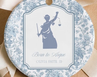 Personalized New Lawyer Ornament, Passed Bar Exam Gift, Law School Graduation Keepsake, Attorney Ornament, New Lawyer Lady of Justice Gifts