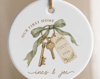 Custom New Home Ornament, Personalized First Home Christmas Ornament, First Christmas in New Home, Housewarming Gift, Realtor Closing Gift