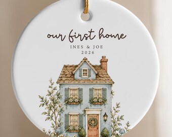 Personalized Our First Home Ornament, Custom New Home Keepsake, First House Christmas Gift, Housewarming Present For Homeowner Couple