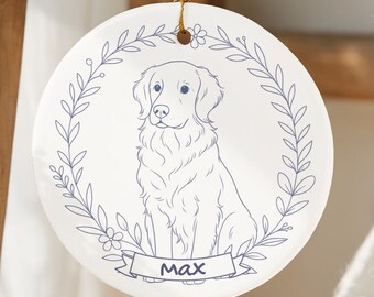 Personalized Golden Retriever Ornament, Custom Dog Christmas Ornament, Trendy Pet Keepsake Dog Lover Gift Golden Retriever Memorial Ornament