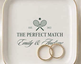 Personalized Anniversary Ring Dish, Tennis Couple Gift, Old Money Jewelry Tray, Custom Wedding Keepsake, Engagement Gift for Couple