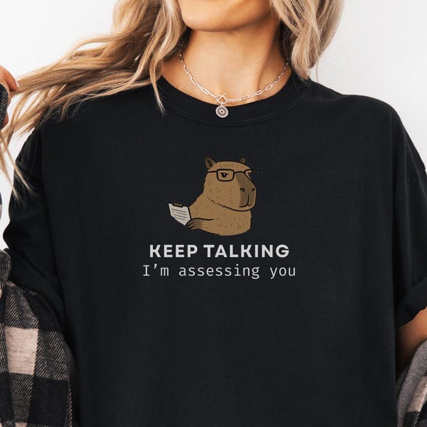 Funny Capybara Social Worker Shirt, School Counselor Gift, Social Work Month Tee, Case Manager Shirt, LCSW Outfit, Comfort Colors Tee