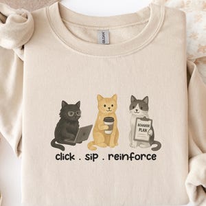 BCBA RBT Kattensweatshirt | Grappig cadeau voor ABA-therapeuten | Leuke trui met ronde hals voor gedragsanalisten | Trui voor kattenliefhebbers van toegepaste gedragsanalyse