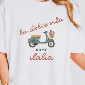 La Dolce Vita Italy Shirt, Comfort Colors® Rome Summer Tee, Italian Vacation Shirt, Retro Vespa Italia Top, Euro Trip Bachelorette Shirt