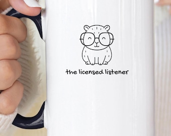 Personalized Social Worker Mug  The Licensed Listener Funny MSW LCSW Graduation Gift  Custom Therapist Coffee Cup Cute Capybara Unique Gift