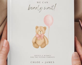 Babyshower-gastenboek meisje | Inlogboek babyshower teddybeer | Gepersonaliseerde herinneringsboekje | Advies en wensen voor nieuwe ouders