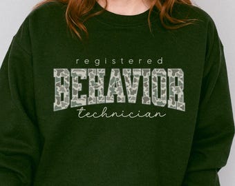 RBT Gift Sweatshirt, Camouflage Registered Behavior Technician Crewneck, ABA Therapist Sweater, BCBA Gift, Autism Awareness Teacher Shirt