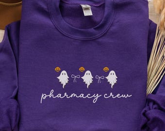 Halloween-Apotheke-Crew-Sweatshirt, Apotheker-Geschenk, gruseliger Apotheke-Tech-Pullover, Herbst-Apotheke-Top, zukünftige Apotheker-Abschluss-Hemd